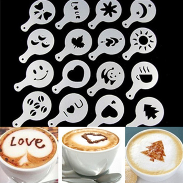 Coffee Stencil Latte Art Template  Coffee Decoration Stencil - 16pcs/lot  Coffee - Aliexpress